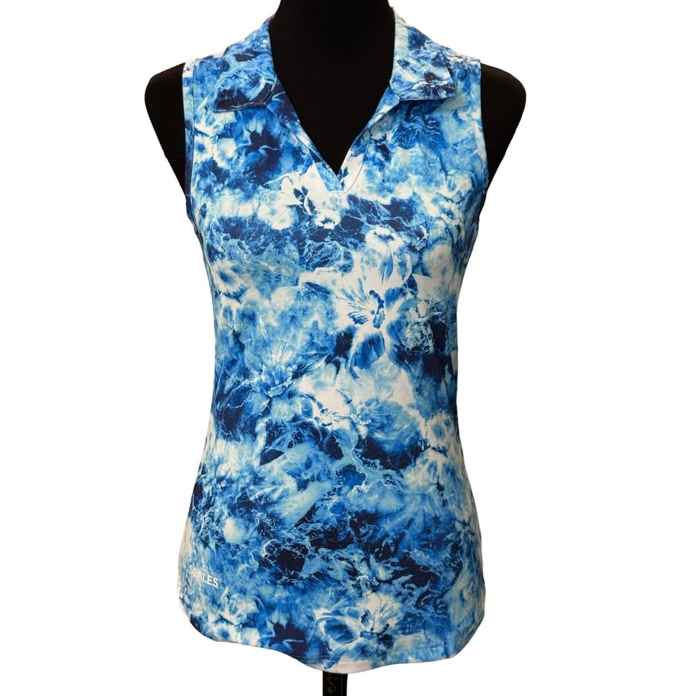 New ~ SCALES ~  Women's Flower Tides Sleeveless Polo Size XS GOLF SPORTS